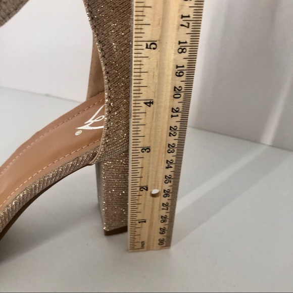 NWT Round open toe single strap Windsor high heeled sandals 8 rosegold glitter - Picture 4 of 15